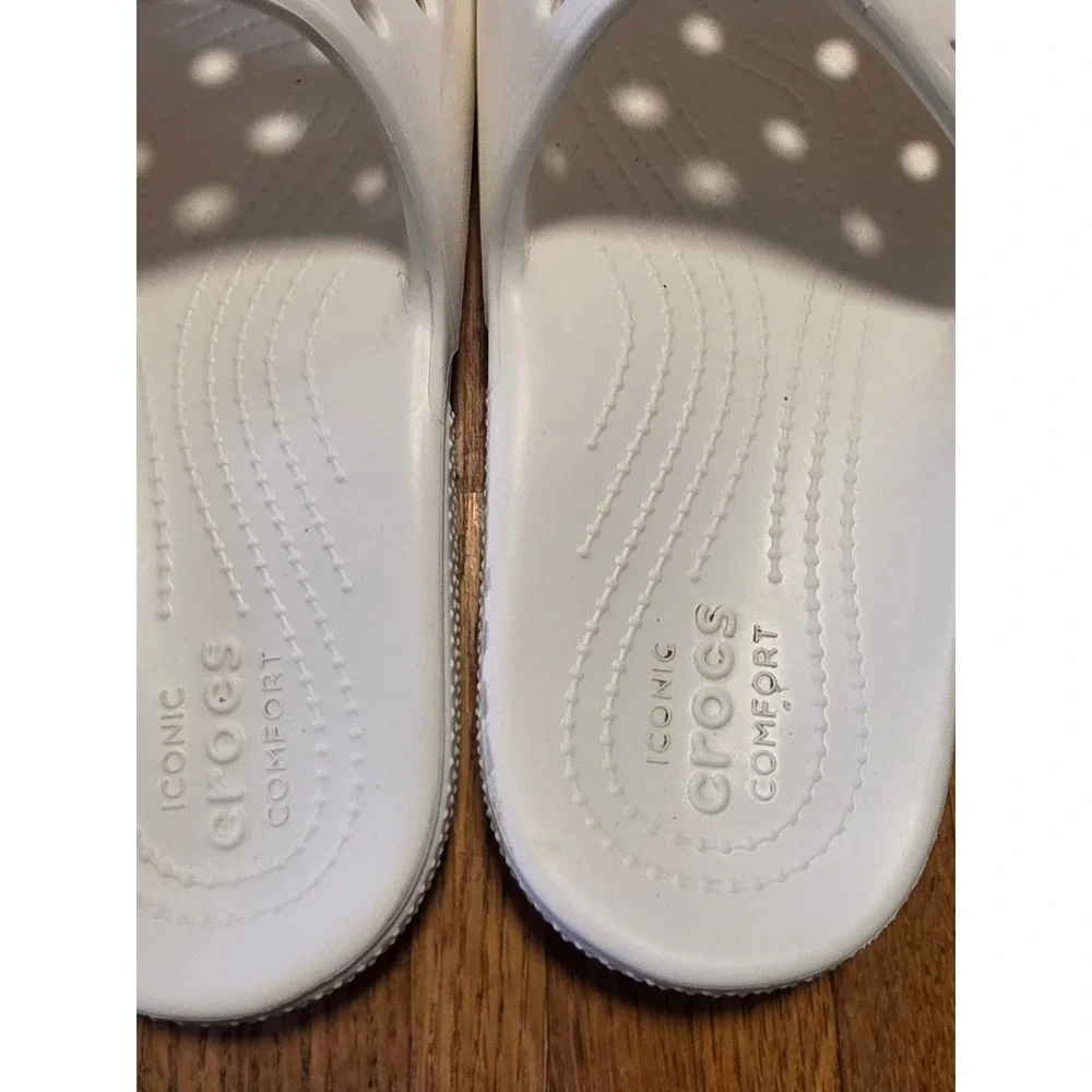 Crocs Classic Slides White Sandals Mens 7 Womens 9 Slip On Shoes 206121